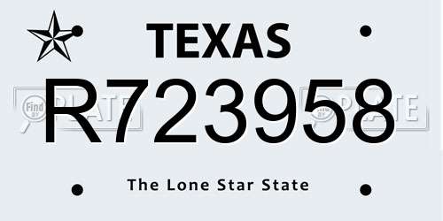 R723958 Texas License Plate