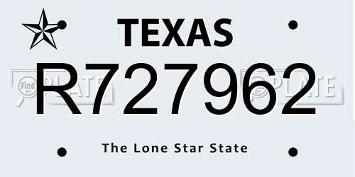 R727962 Texas License Plate