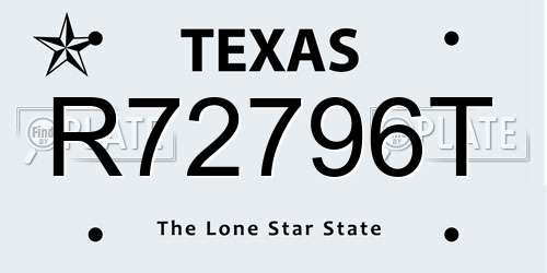R72796T Texas License Plate