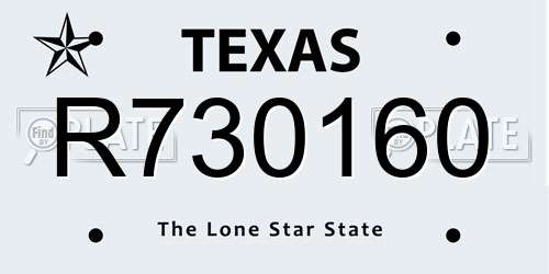 R730160 Texas License Plate