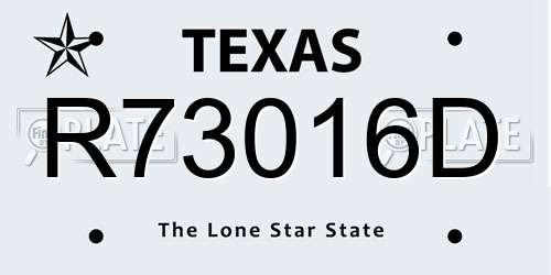 R73016D Texas License Plate