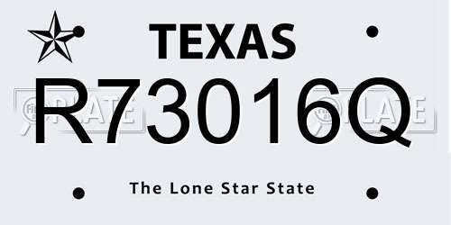 R73016Q Texas License Plate