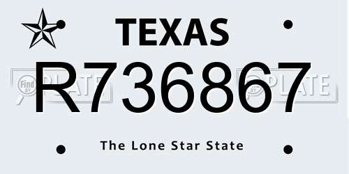 R736867 Texas License Plate