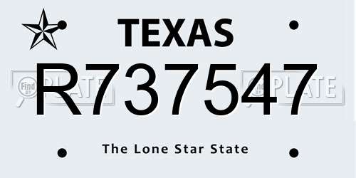 R737547 Texas License Plate