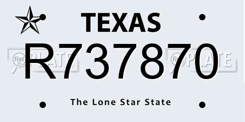 R737870 Texas License Plate