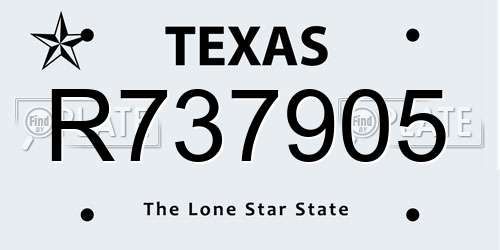 R737905 Texas License Plate