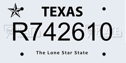 R742610 Texas License Plate