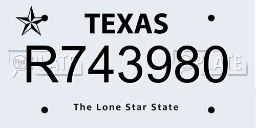 R743980 Texas License Plate