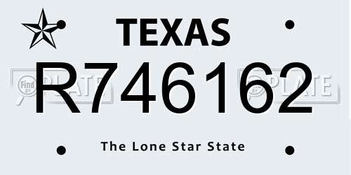 R746162 Texas License Plate