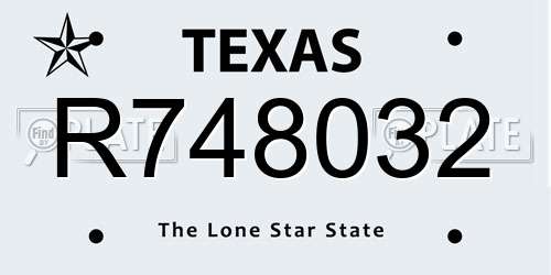R748032 Texas License Plate