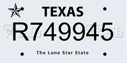 R749945 Texas License Plate
