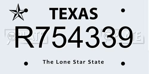 R754339 Texas License Plate
