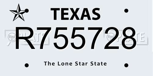 R755728 Texas License Plate