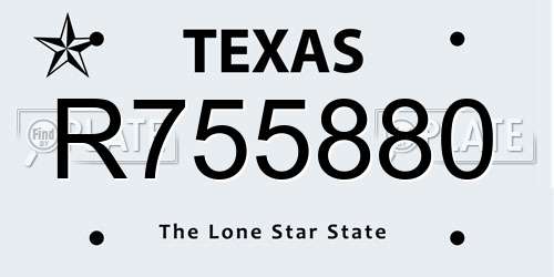 R755880 Texas License Plate