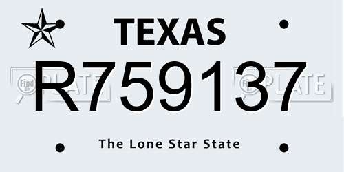 R759137 Texas License Plate