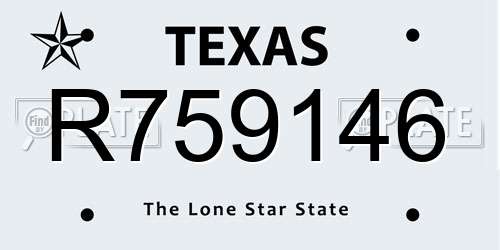 R759146 Texas License Plate