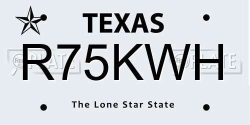 R75KWH Texas License Plate