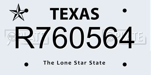 R760564 Texas License Plate
