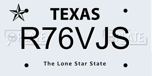 R76VJS Texas License Plate