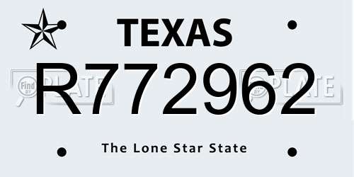 R772962 Texas License Plate
