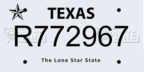 R772967 Texas License Plate