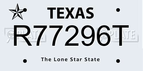R77296T Texas License Plate