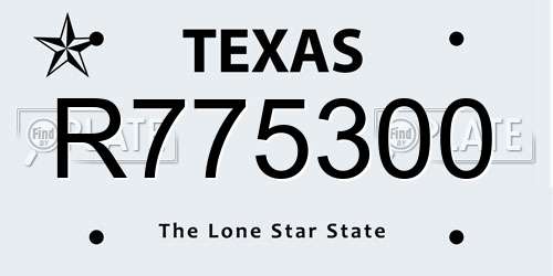 R775300 Texas License Plate