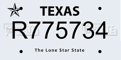 R775734 Texas License Plate