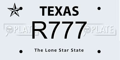 R777 Texas License Plate