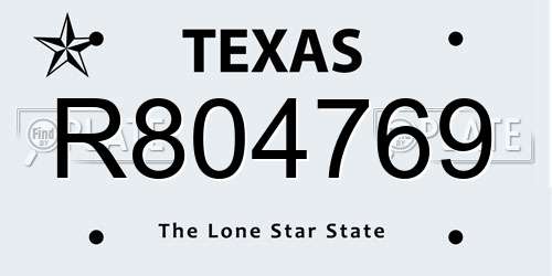 R804769 Texas License Plate