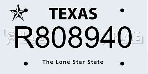 R808940 Texas License Plate