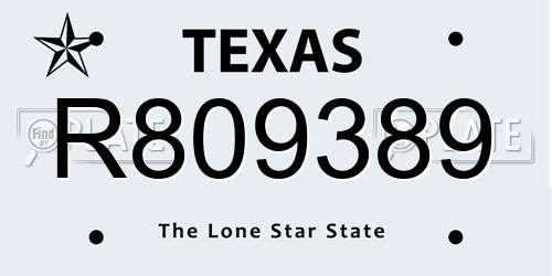 R809389 Texas License Plate
