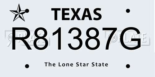R81387G Texas License Plate