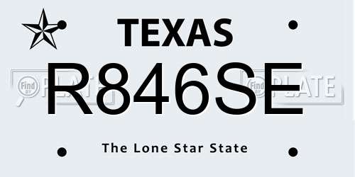 R846SE Texas License Plate