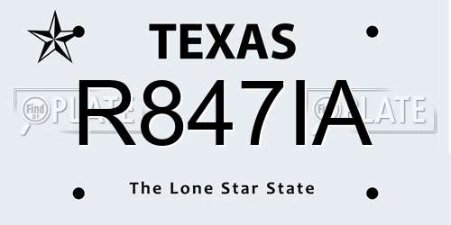 R847IA Texas License Plate