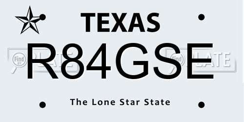 R84GSE Texas License Plate