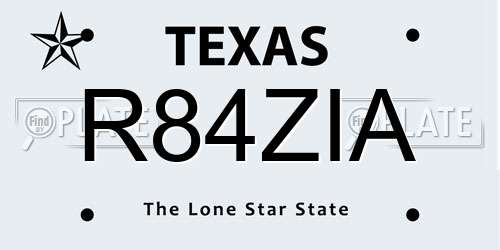 R84ZIA Texas License Plate