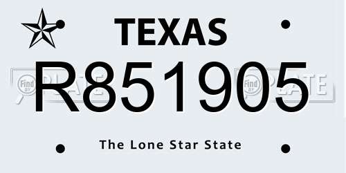 R851905 Texas License Plate