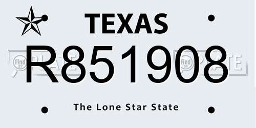 R851908 Texas License Plate