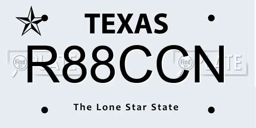 R88CCN Texas License Plate