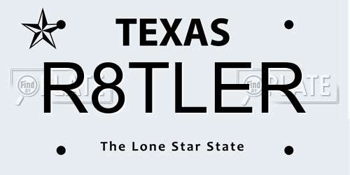 R8TLER Texas License Plate