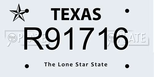 R91716 Texas License Plate
