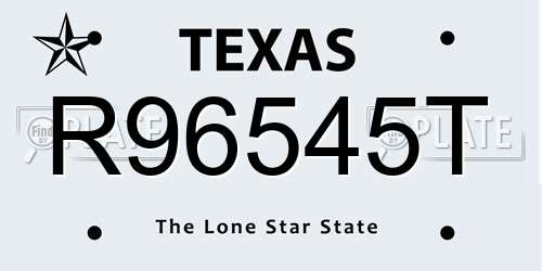 R96545T Texas License Plate