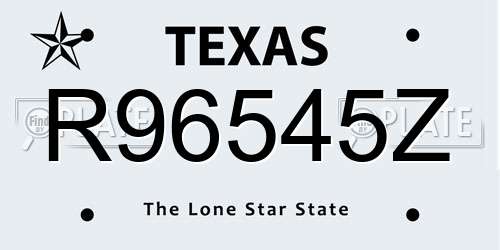 R96545Z Texas License Plate