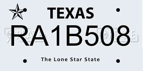RA1B508 Texas License Plate