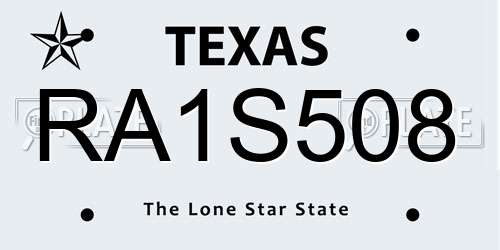 RA1S508 Texas License Plate