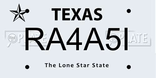 RA4A5I Texas License Plate