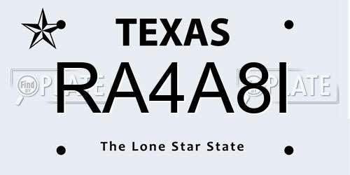RA4A8I Texas License Plate