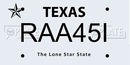 RAA45I Texas License Plate
