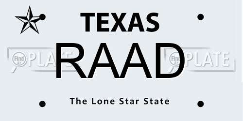 RAAD Texas License Plate